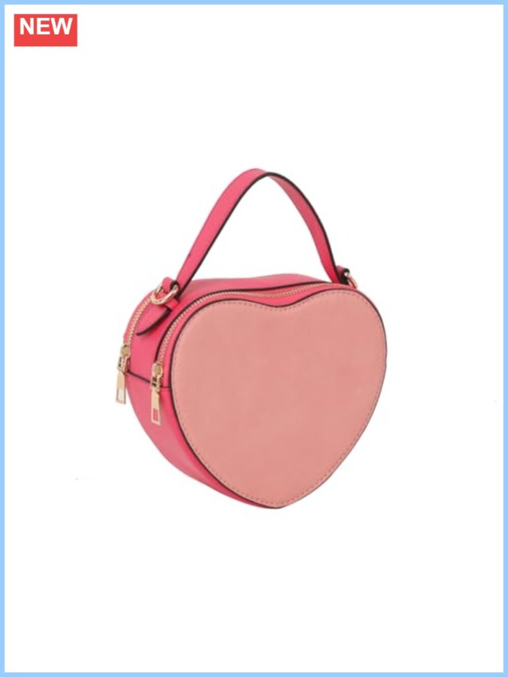 Vegan Leather Heart Crossbody Bag with Top Handle & Chain Strap